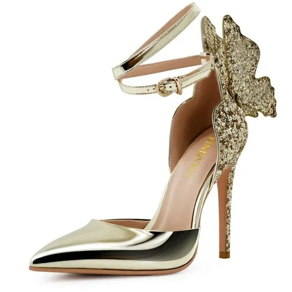 ✨ Gold Butterfly Stiletto Heels | Size 8 | Gently Used ✨ - Picture 3 of 7